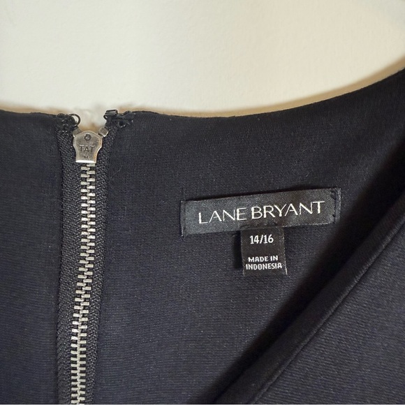 Lane Bryant Fit & Flare Flowy Classic V-Neck‎ Midi Dress Black Plus Size 14/16 - Picture 3 of 6